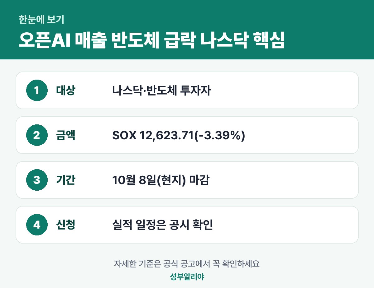 오픈AI 매출 반도체 급락 나스닥 한눈에 보기 — 대상·금액·기간·신청