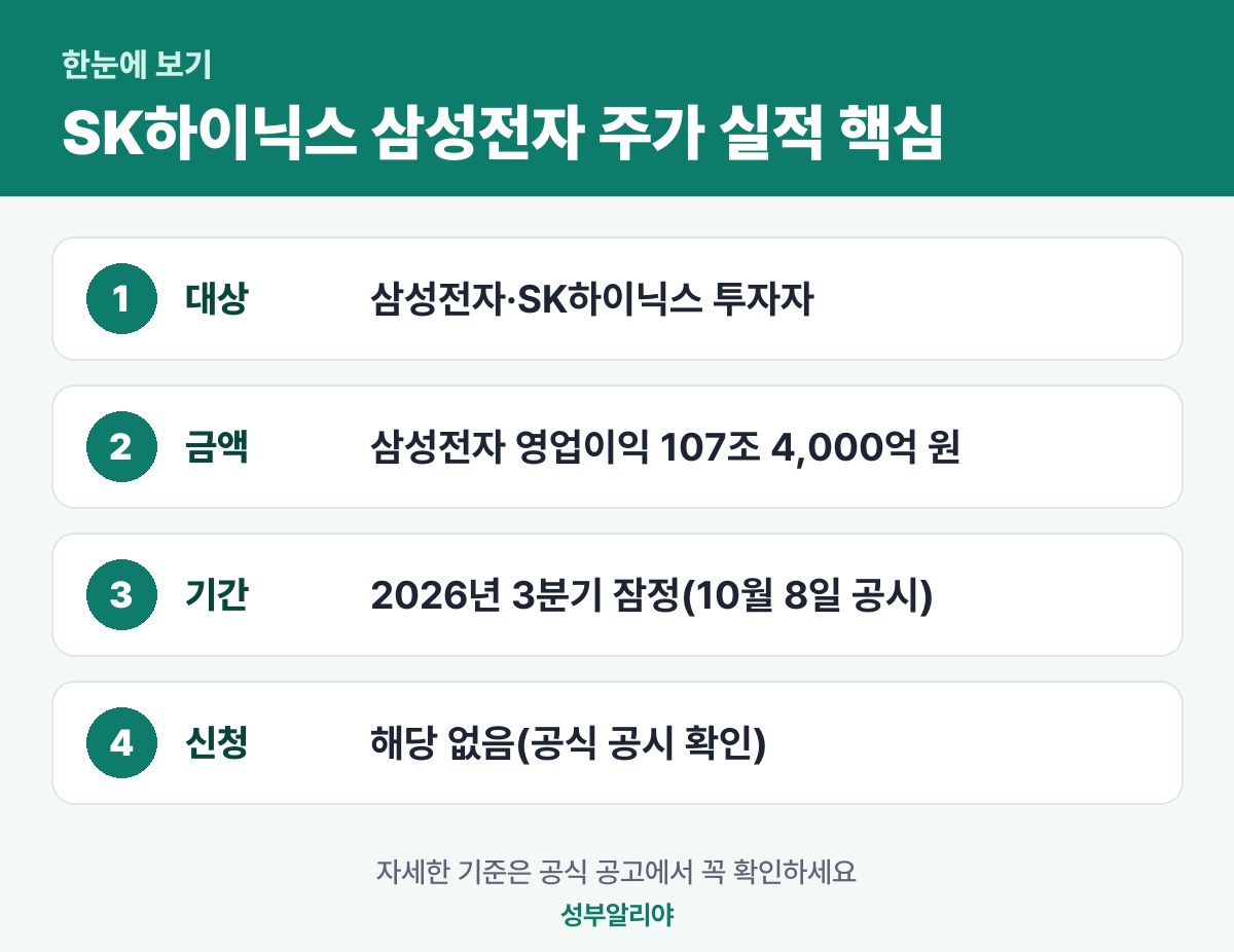 SK하이닉스 삼성전자 주가 실적 한눈에 보기 — 대상·금액·기간·신청