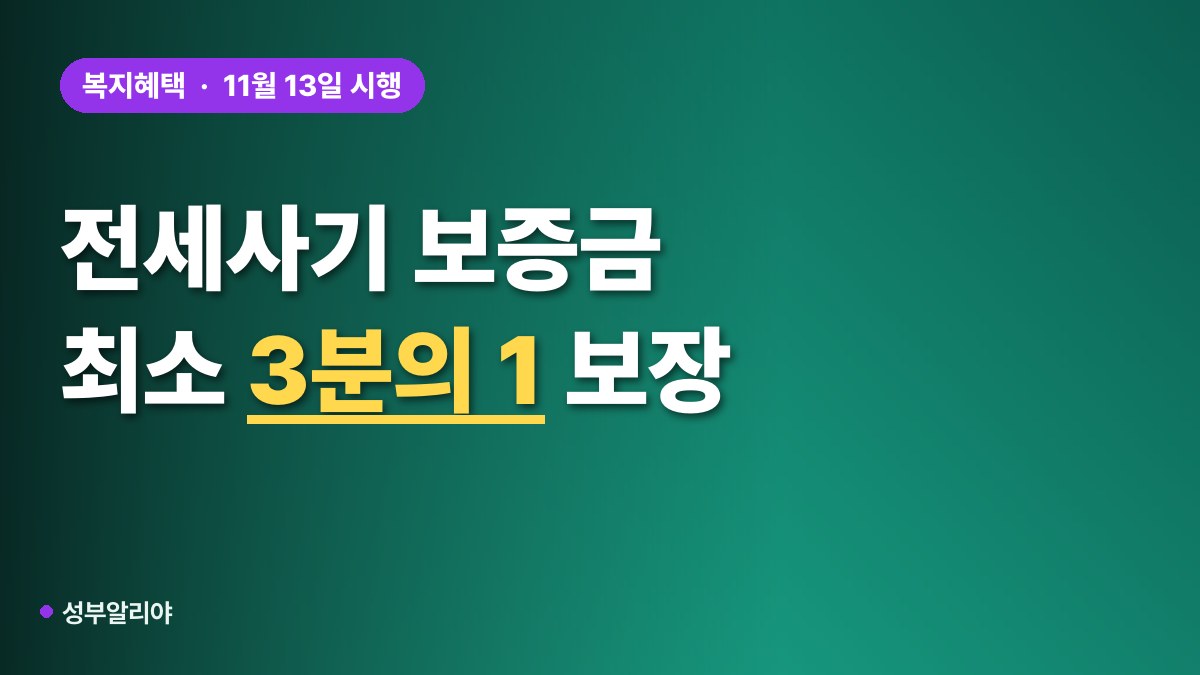 전세사기 피해 보증금 최소 3분의 1 보장 11월 13일 대표 이미지