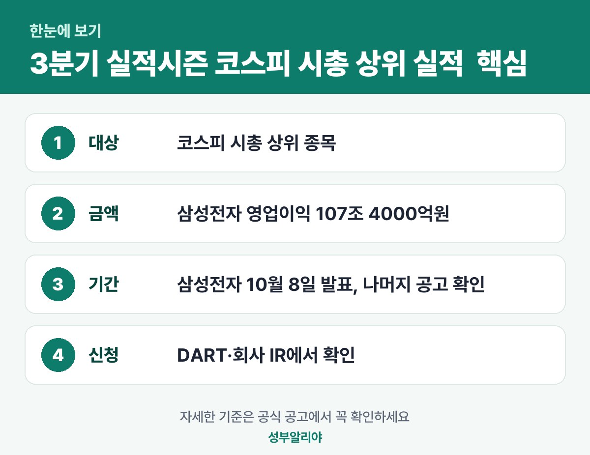 3분기 실적시즌 코스피 시총 상위 실적 발표 일정 한눈에 보기 — 대상·금액·기간·신청