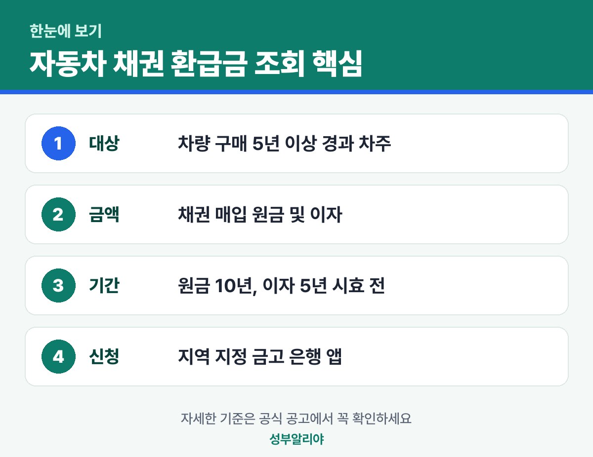 자동차 채권 환급금 조회 한눈에 보기 — 대상·금액·기간·신청