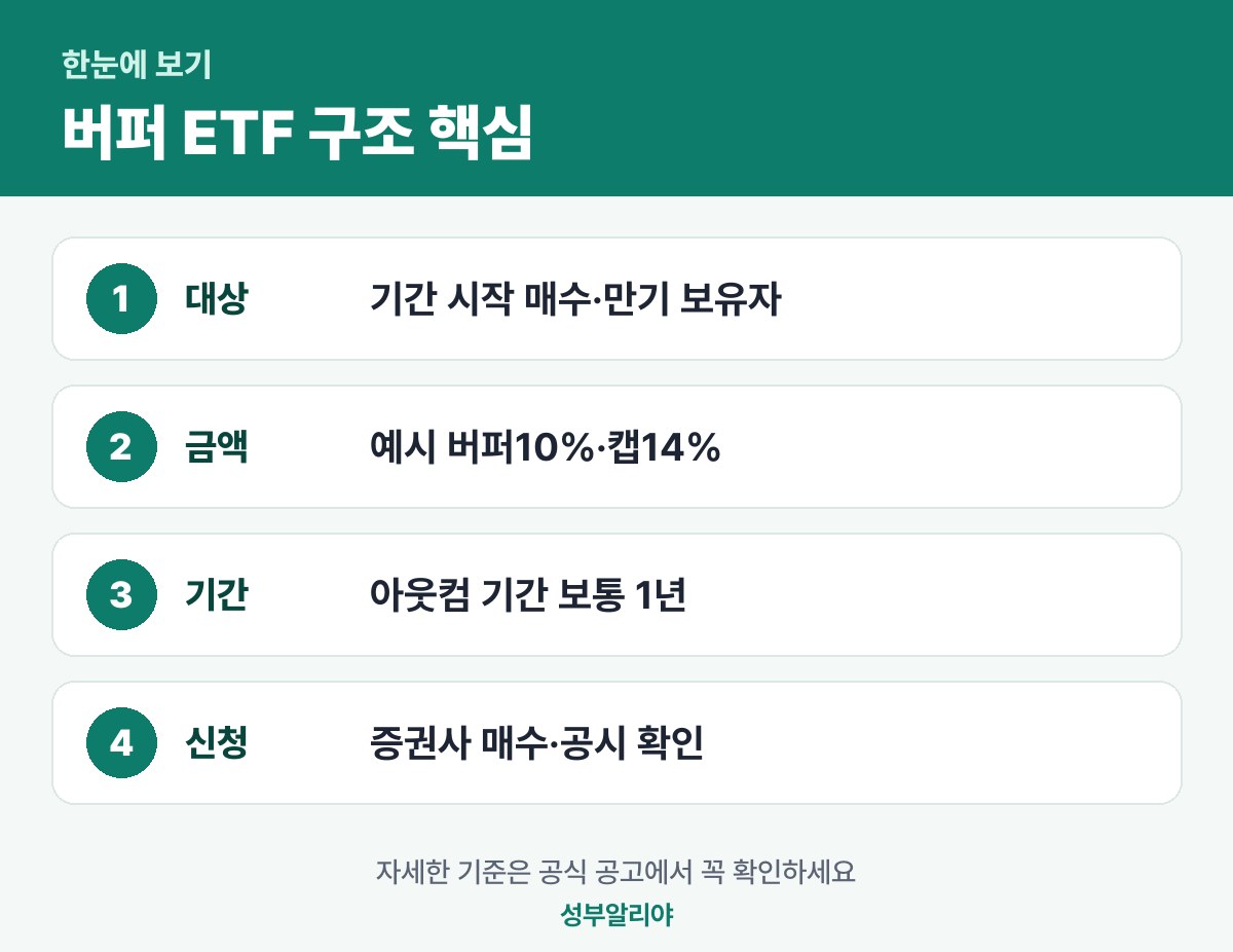 버퍼 ETF 구조 한눈에 보기 — 대상·금액·기간·신청