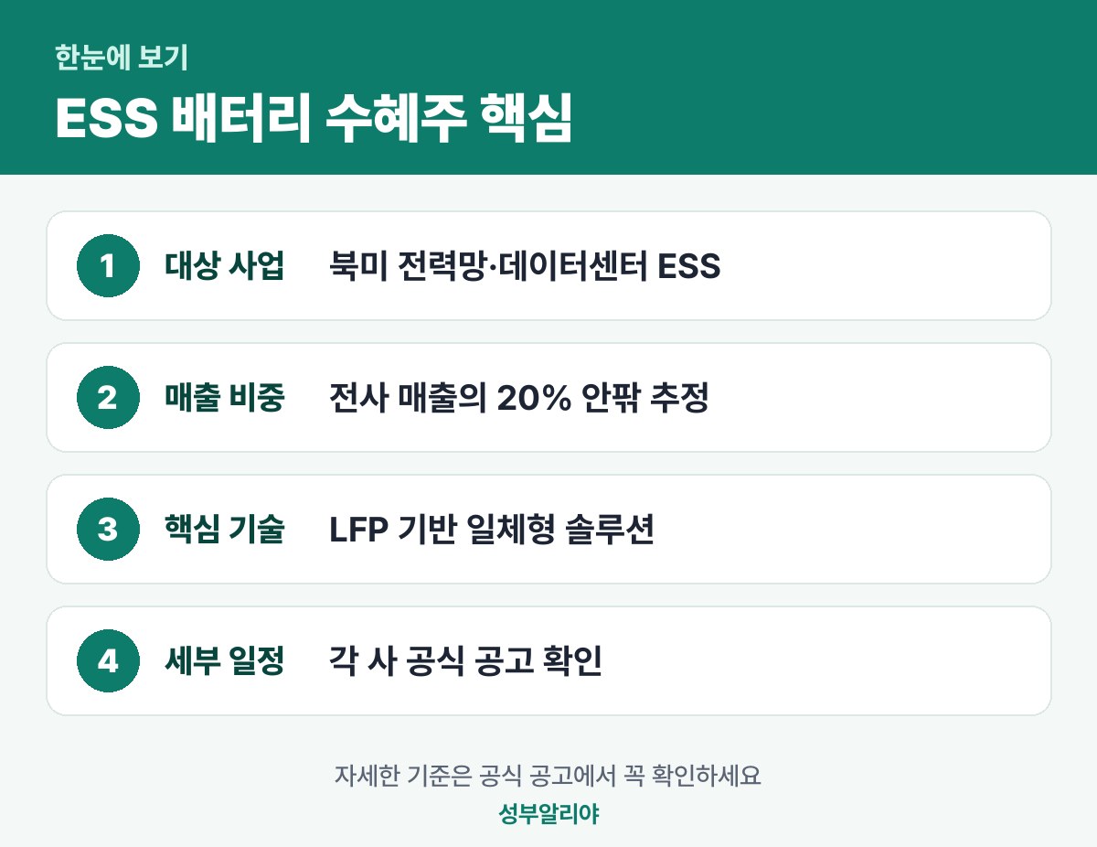 ESS 배터리 수혜주 한눈에 보기 — 대상·금액·기간·신청