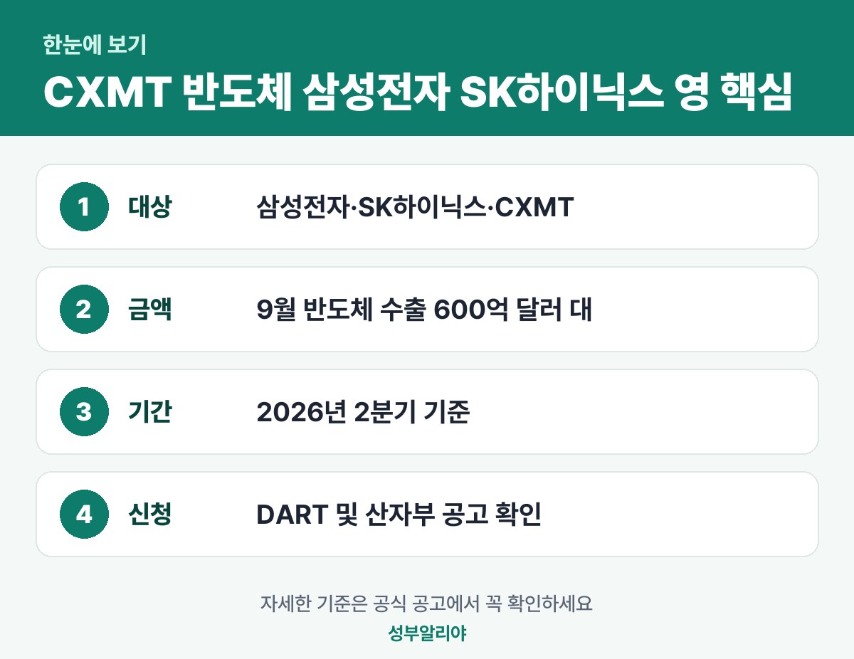 CXMT 반도체 삼성전자 SK하이닉스 영향 한눈에 보기 — 대상·금액·기간·신청