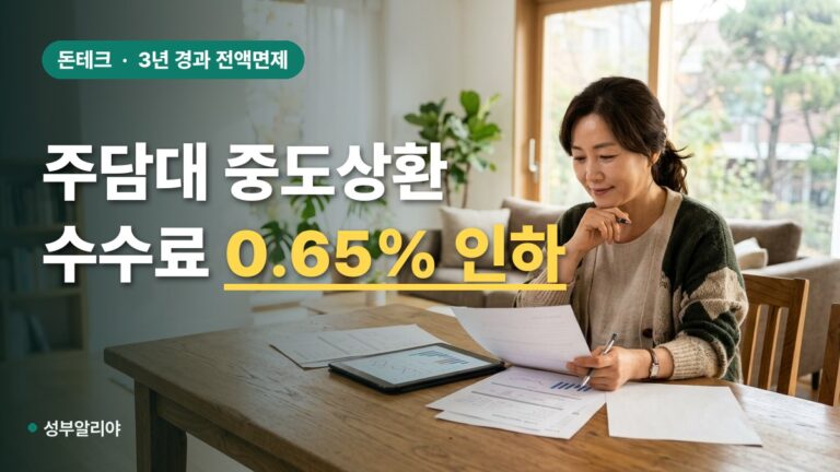 주택담보대출 중도상환수수료 인하 개편 대상 요율 면제조건 및 갈아타기 신청방법