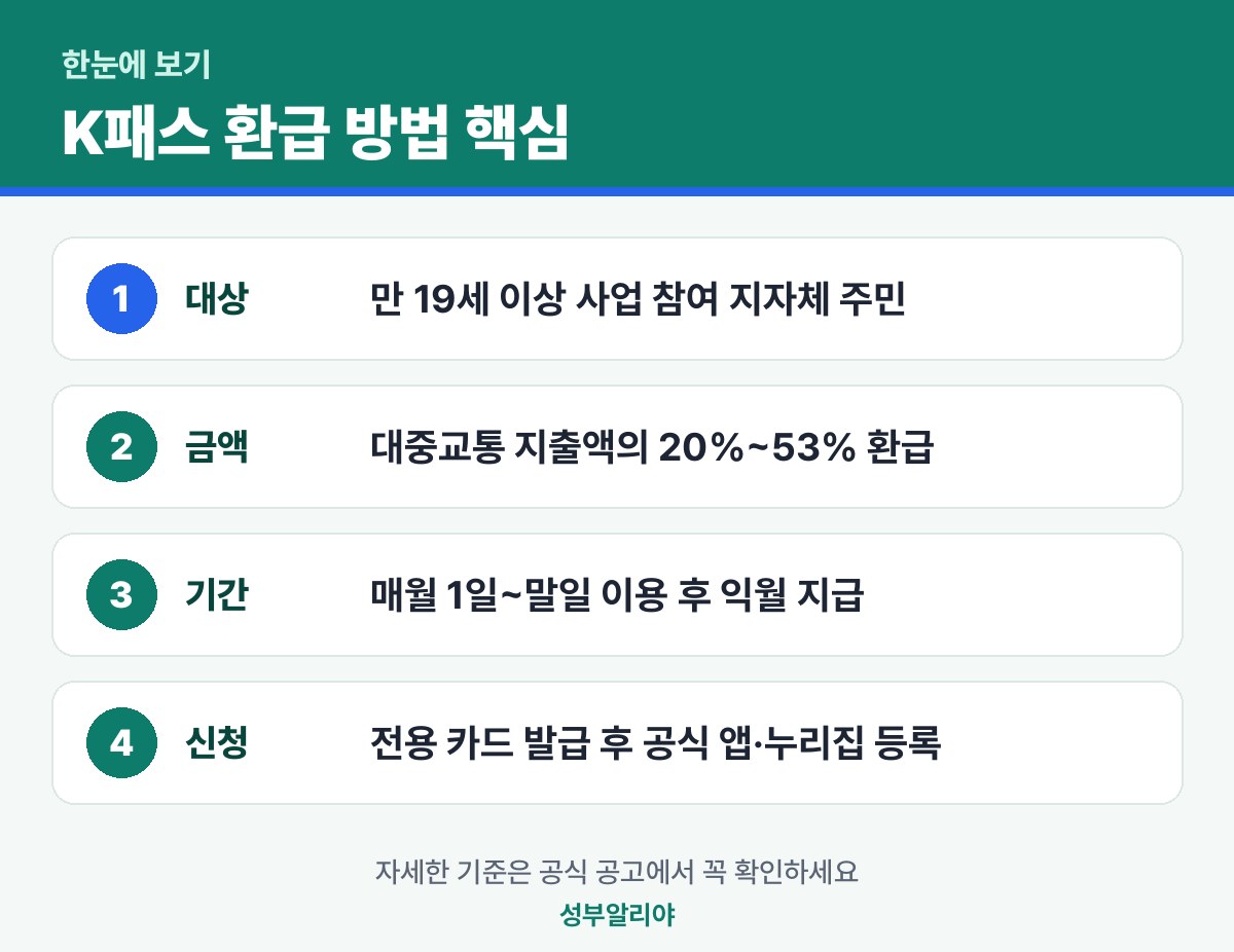 K패스 환급 방법 한눈에 보기 — 대상·금액·기간·신청