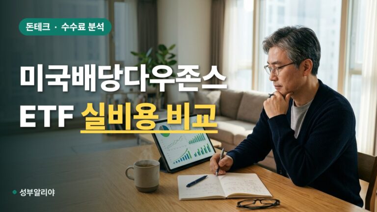 미국배당다우존스 비용 계산 및 4종 수수료 비교표 총정리