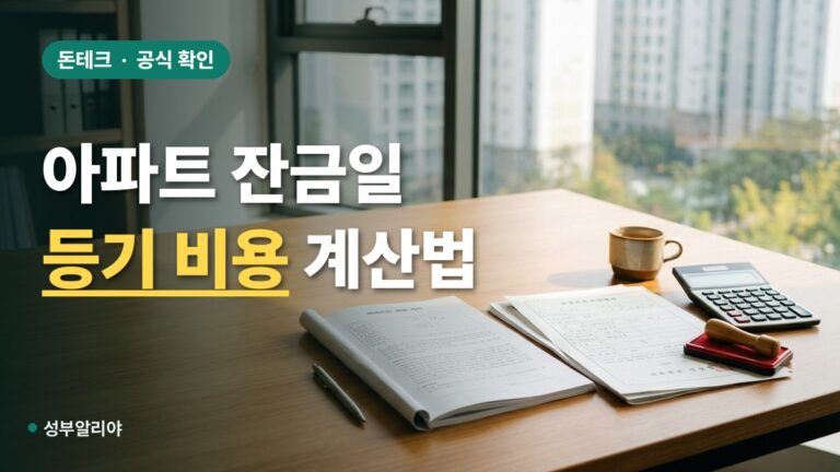 아파트 매매 잔금일 등기 비용 계산과 소유권이전 확인 순서
