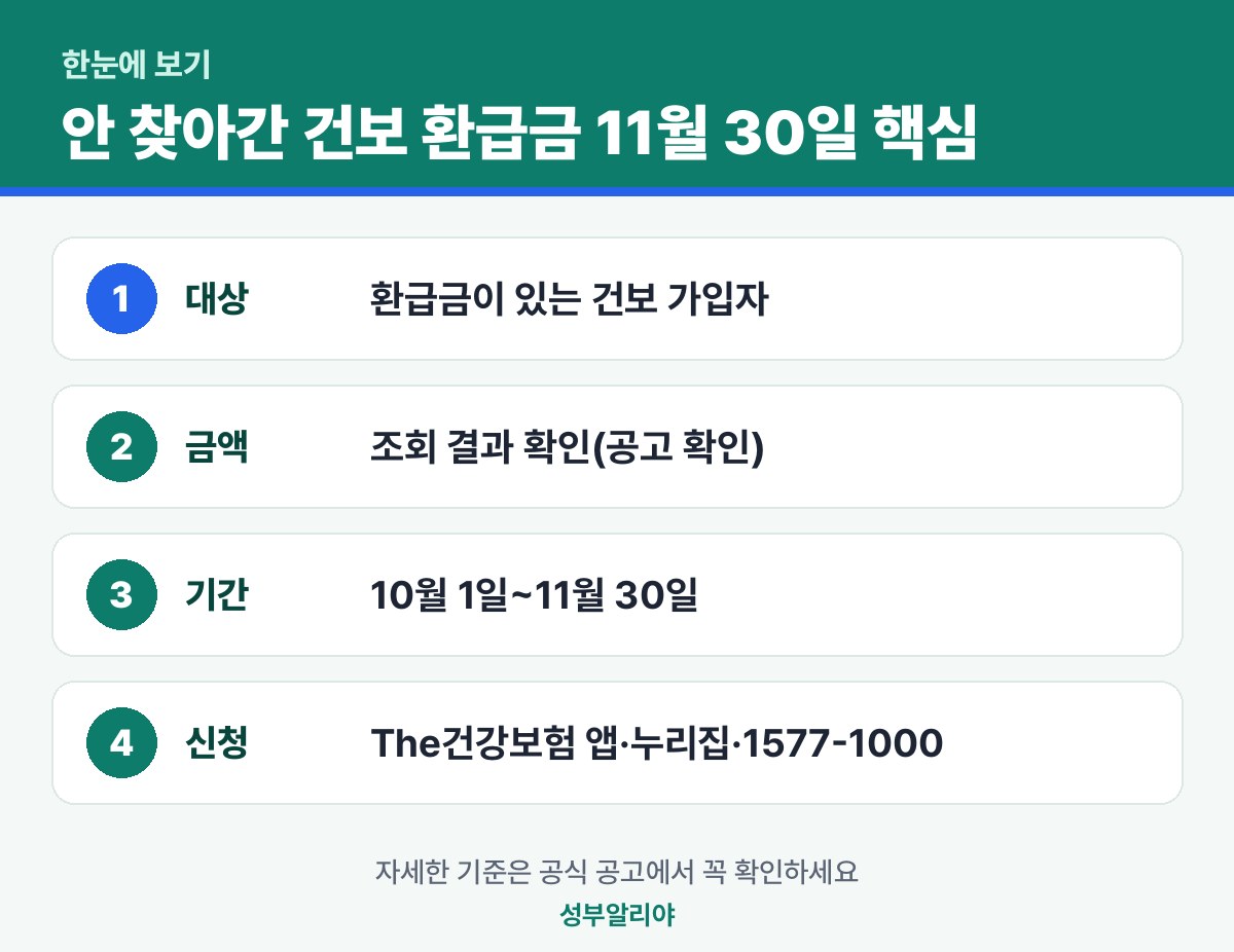 안 찾아간 건보 환급금 11월 30일 한눈에 보기 — 대상·금액·기간·신청