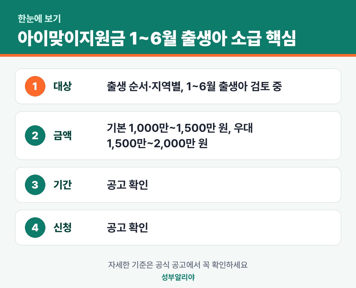아이맞이지원금 1~6월 출생아 소급 한눈에 보기 — 대상·금액·기간·신청