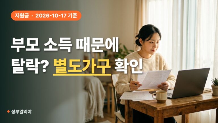 청년월세 특별지원 부모 소득 기준 탈락, 별도가구 인정 조건 4가지