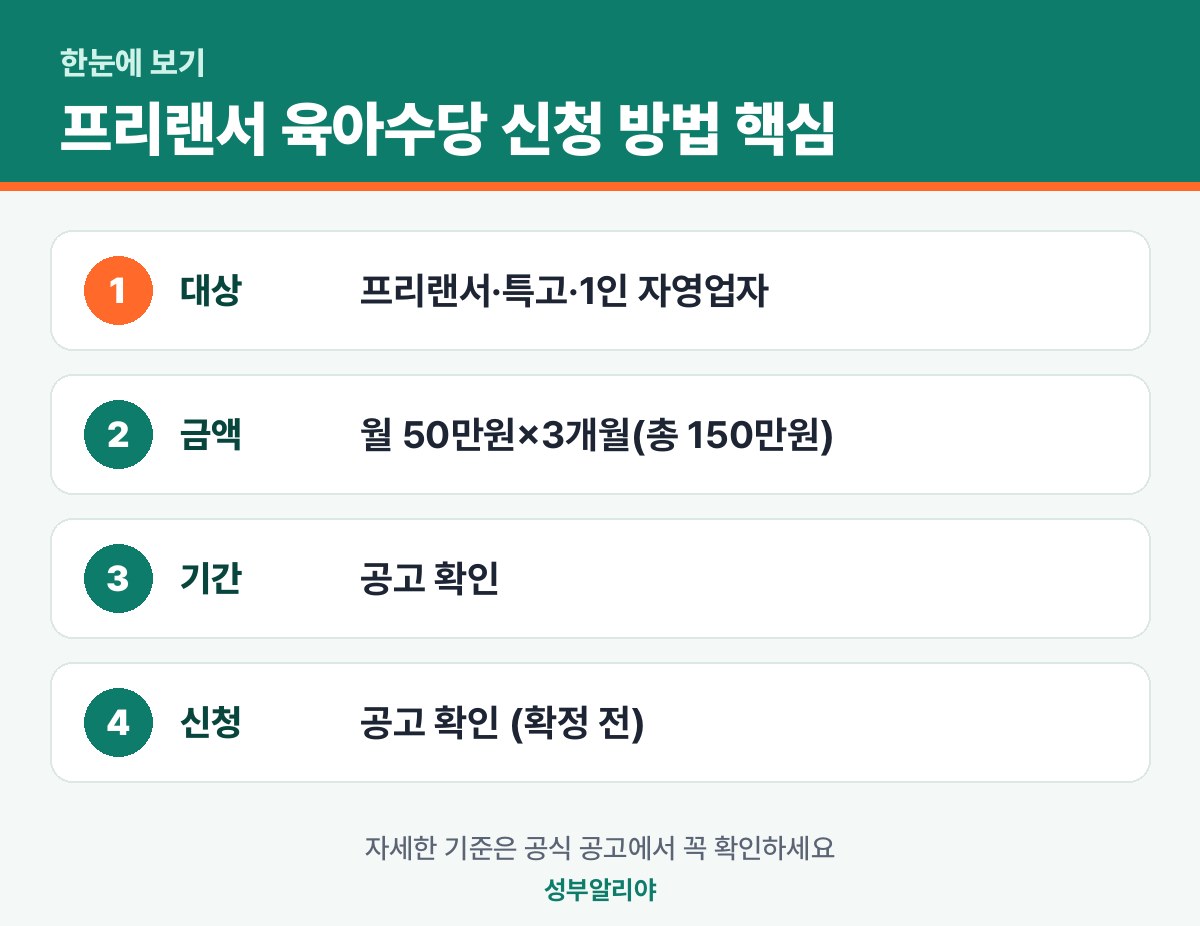 프리랜서 육아수당 신청 방법 한눈에 보기 — 대상·금액·기간·신청