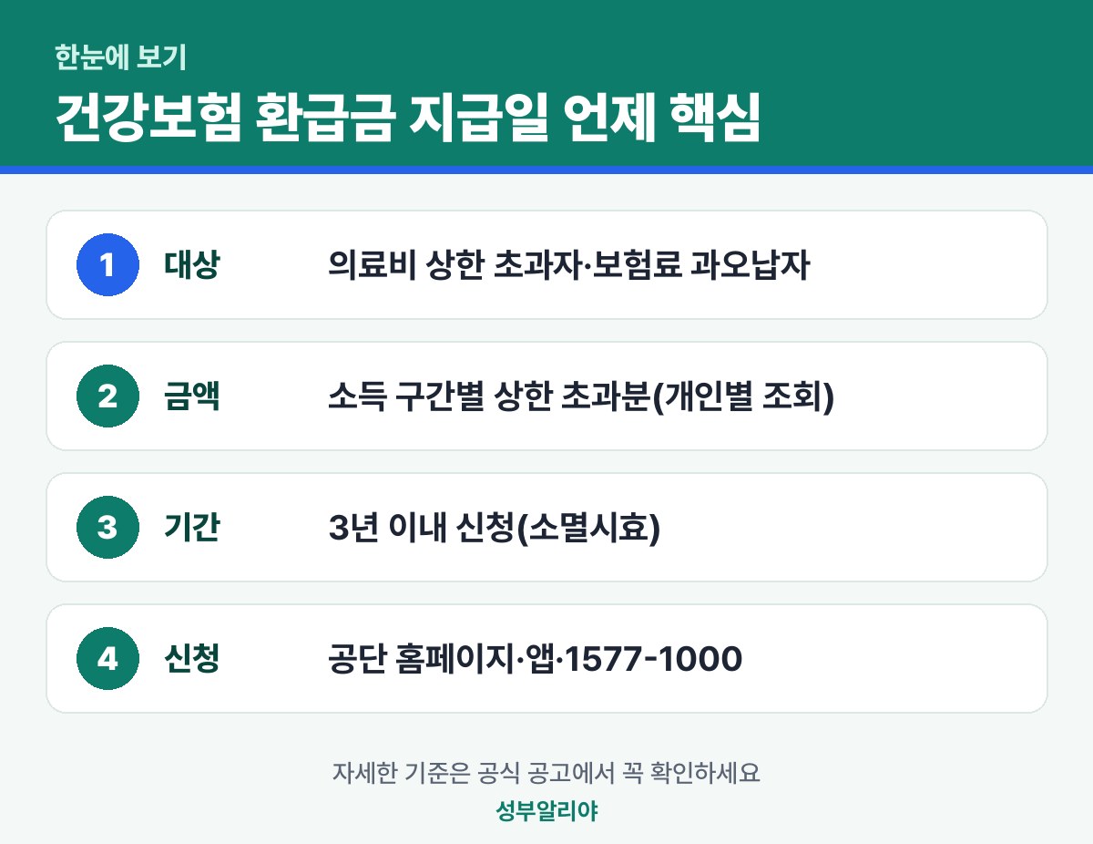 건강보험 환급금 지급일 언제 한눈에 보기 — 대상·금액·기간·신청