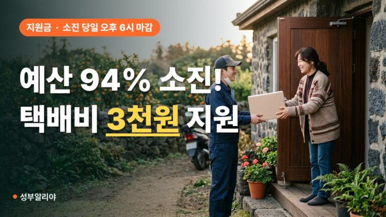 제주 택배 추가배송비 지원 예산 소진 신청, 94% 찼다 3천원 정액 확인점