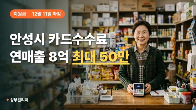 소상공인 카드수수료 지원 연매출 8억 기준, 안성시 최대 50만원 12월 11일까지