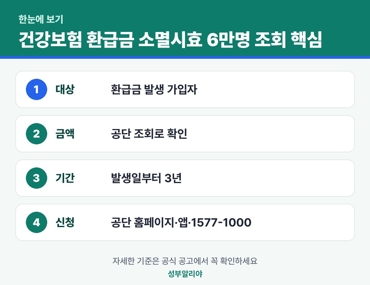 건강보험 환급금 소멸시효 6만명 조회 한눈에 보기 — 대상·금액·기간·신청