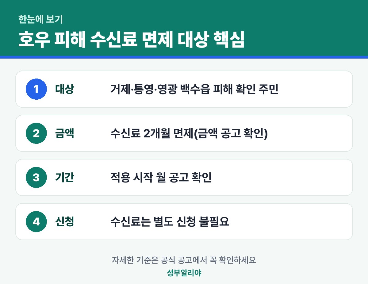 호우 피해 수신료 면제 대상 한눈에 보기 — 대상·금액·기간·신청